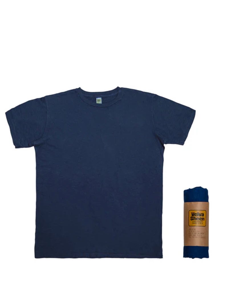 Velva Sheen Navy Rolled Short sleeve Crew neck