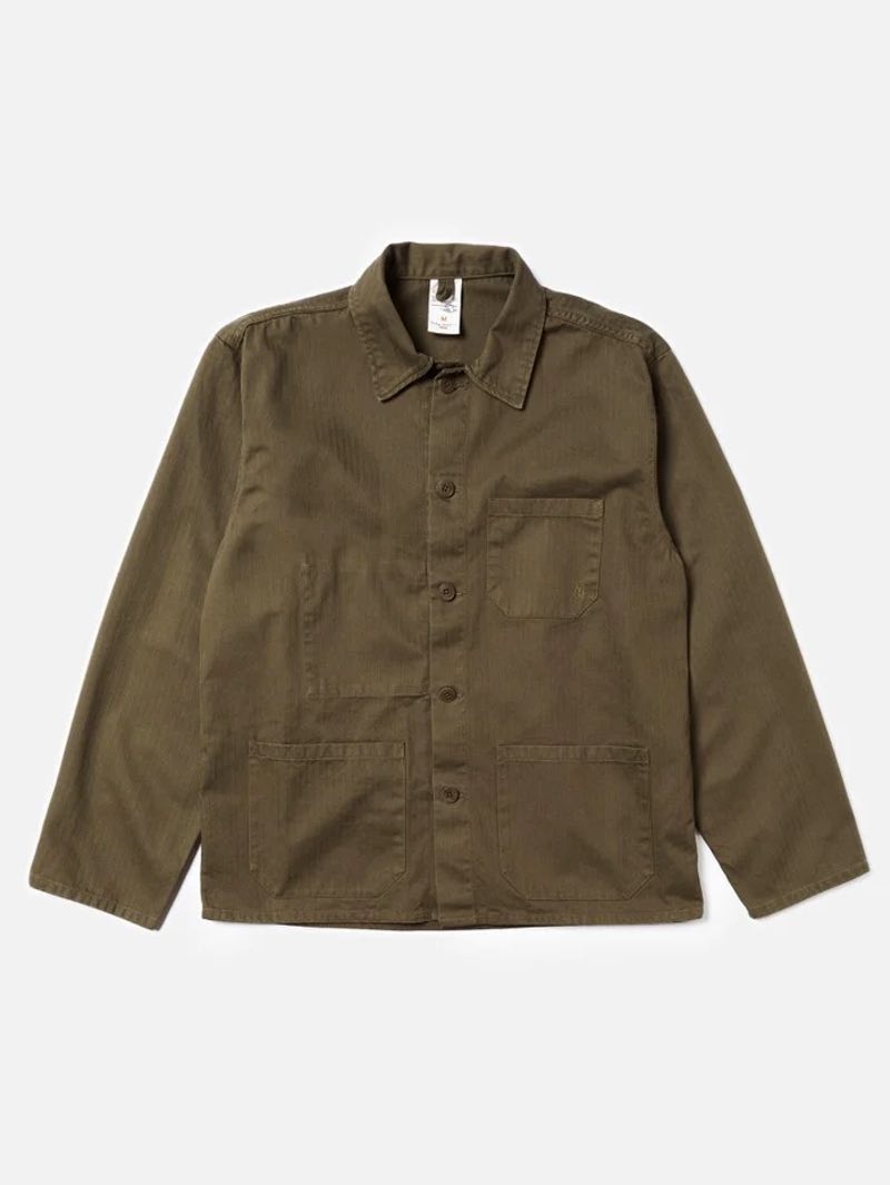 Nudie Jeans Buddy Herringbone Chore Jacket Olive