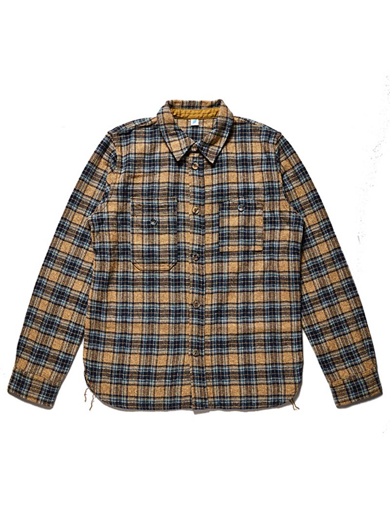 Pure Blue Japan Woven Tweed Check Double Pocket Shirt 2229-BE