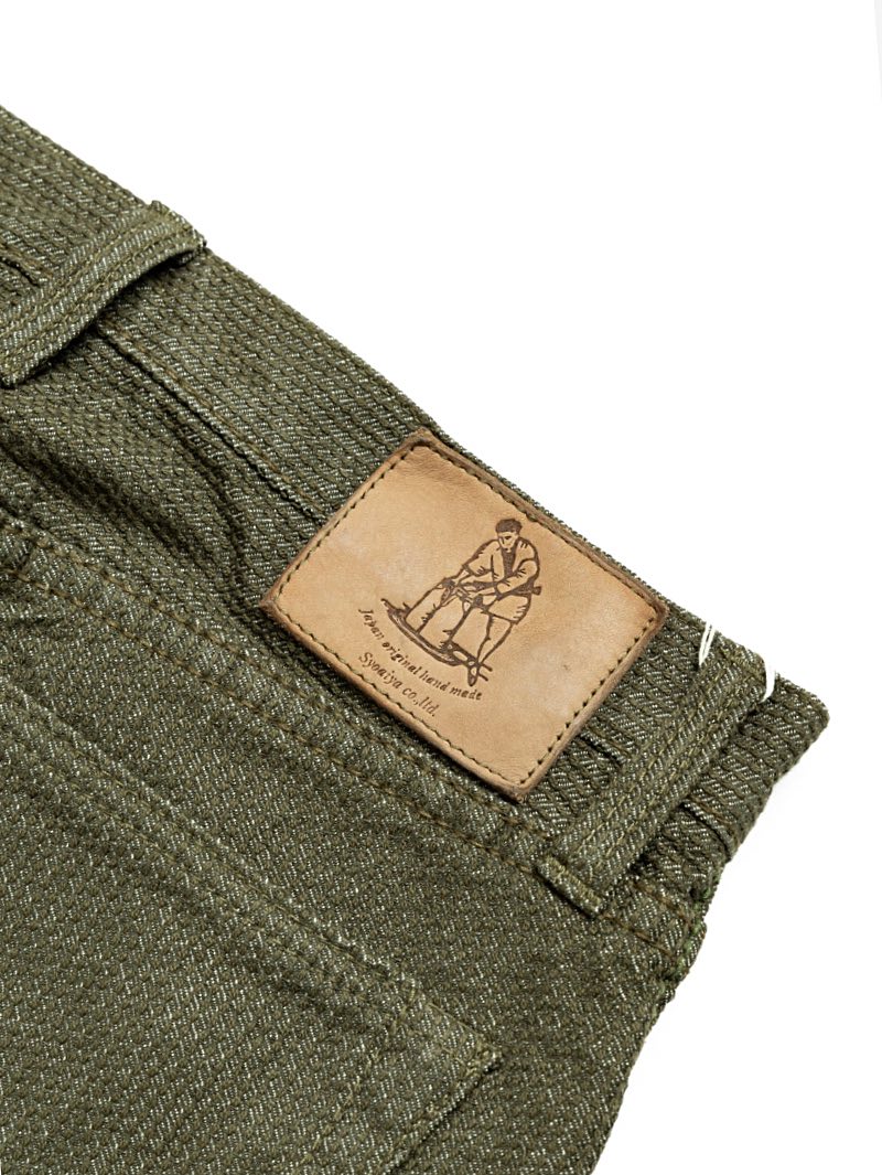 Pure Blue Japan 1170-2-OLV Olive Sashiko Relaxed Tapered Pants