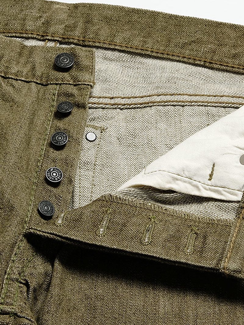 Pure Blue Japan XX OL-14oz-013 Olive White Selvedge Denim