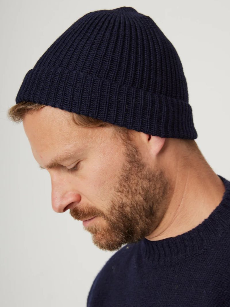 Peregrine Porter Ribbed Beanie Navy