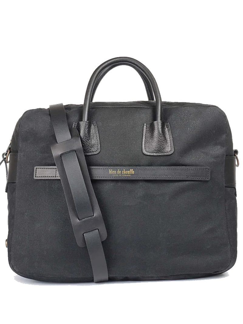 Bleu de chauffe Report Black Waxed Business Bag