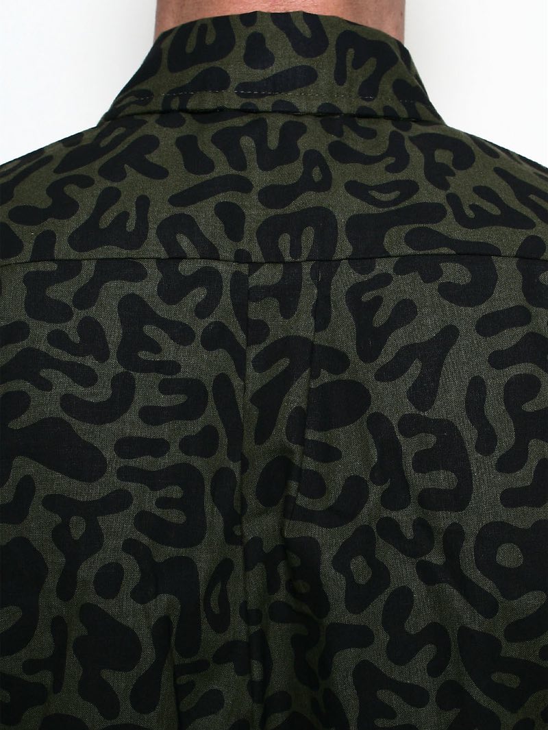 Rogue Territory Oxford Shirt Olive Alphabet Camo Shirt