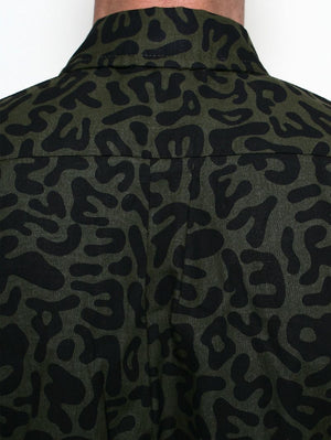 Rogue Territory Oxford Shirt Olive Alphabet Camo Shirt