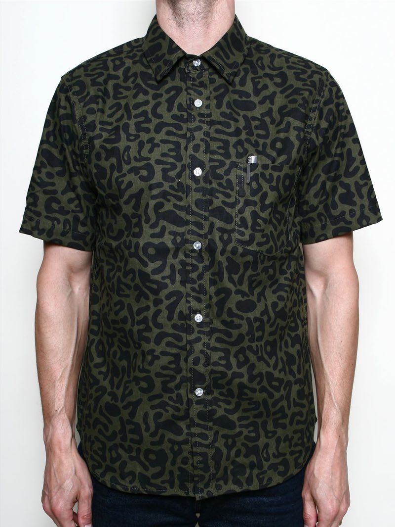 Rogue Territory Oxford Shirt Olive Alphabet Camo Shirt