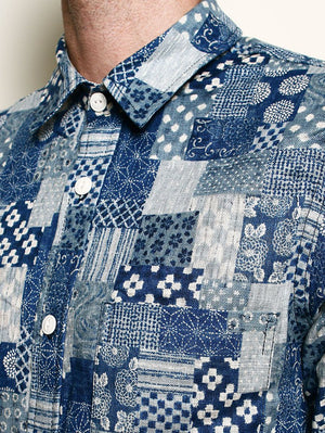 Rogue Territory Oxford Shirt Patchwork Blue