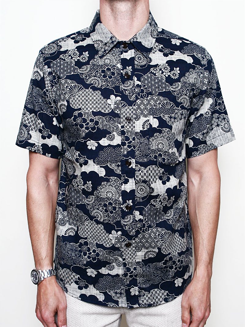 Rogue Territory Oxford Shirt Navy Floral Cloud