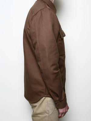 Rogue Territory Brown Oxford Brushed Overshirt