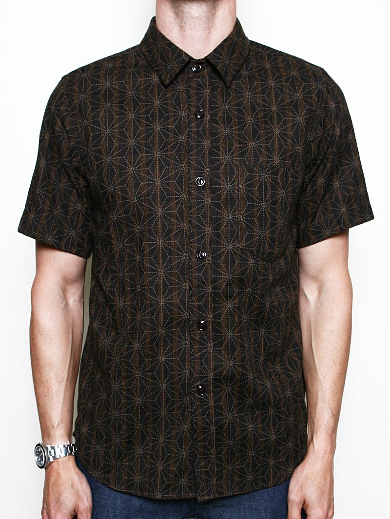 Rogue Territory Oxford Shirt Asanoha Star Brown