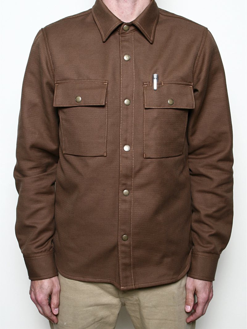 Rogue Territory Brown Oxford Brushed Overshirt