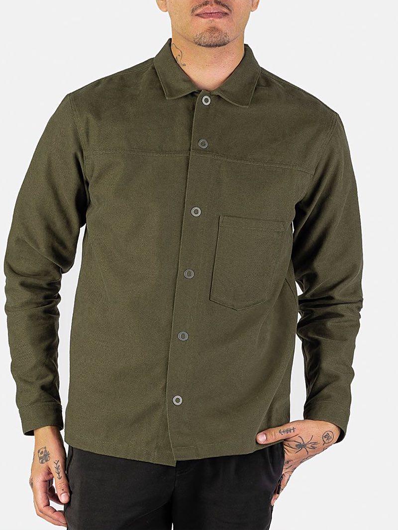 Saturday Type Fever 9oz Olive Cotton Shirt - Blondie