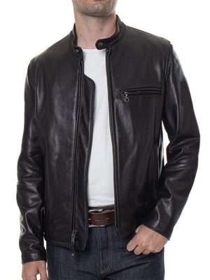 Schott 530 Waxed Natural Pebbled Cowhide Café Leather Jacket