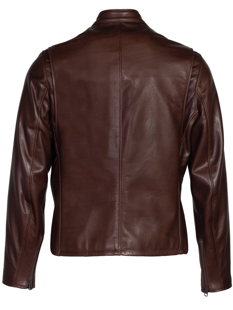 Schott 530 Brown Waxed Natural Pebbled Cowhide Café Leather Jacket