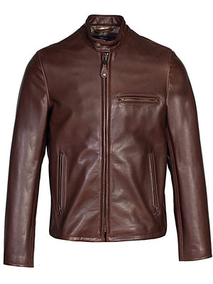 Schott 530 Brown Waxed Natural Pebbled Cowhide Café Leather Jacket