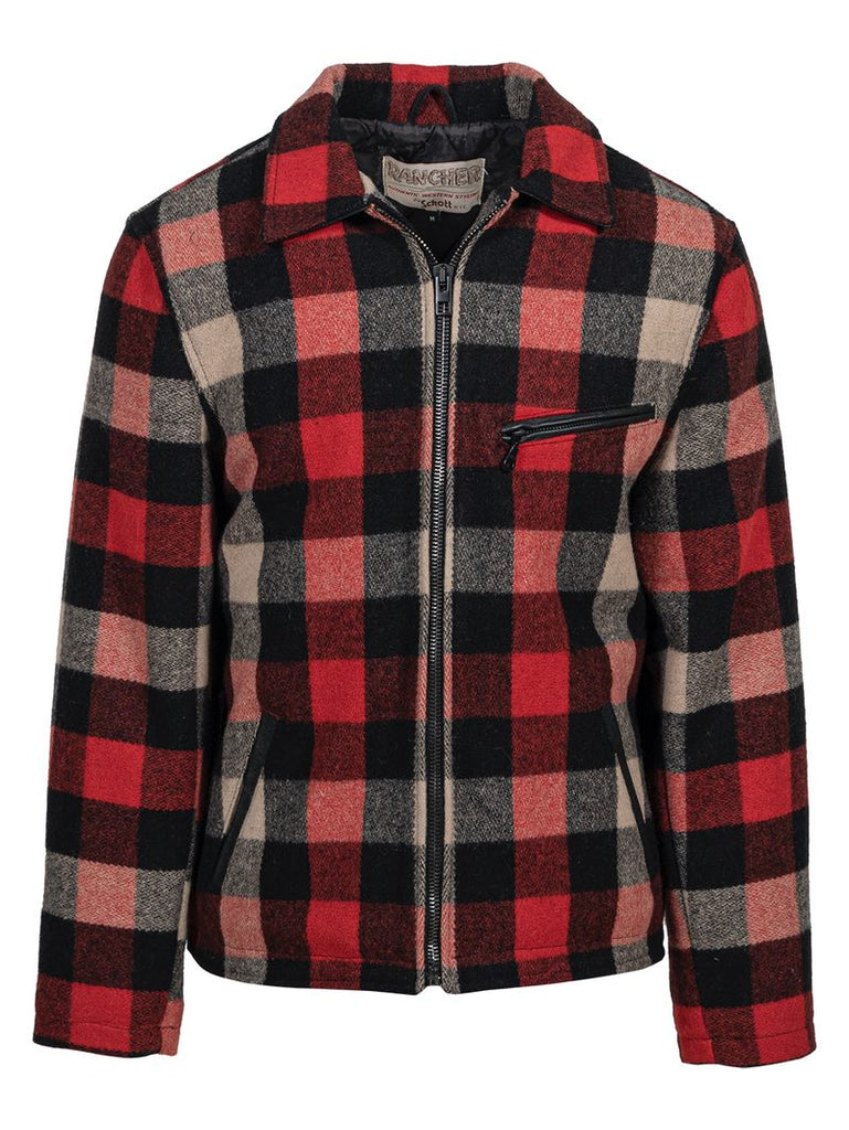 Schott Wool Plaid Station Jacket Red - Mildblend Supply Co