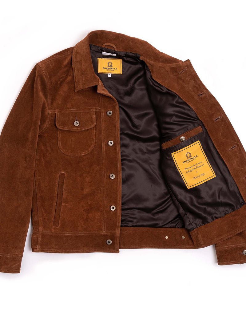 Shangri-La Heritage “Terracotta” Terra di Siena Suede Jacket