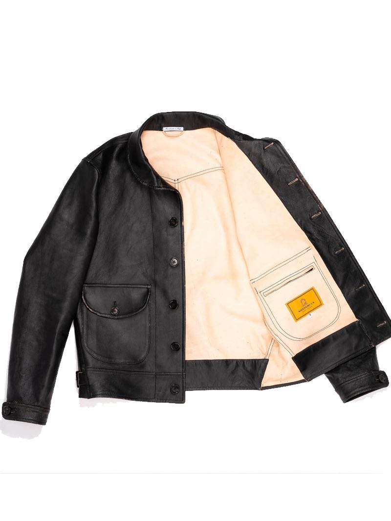 Shangri-La Heritage “Cossack” Black Tea-core Leather Jacket