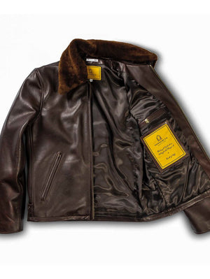 Shangri-La Heritage “Varenne” Fur Collar Brown Leather Jacket