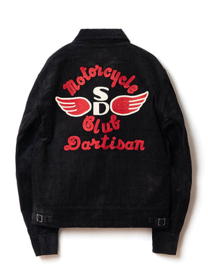 Studio D' Artisan Black Corduroy Motorcycle Jacket