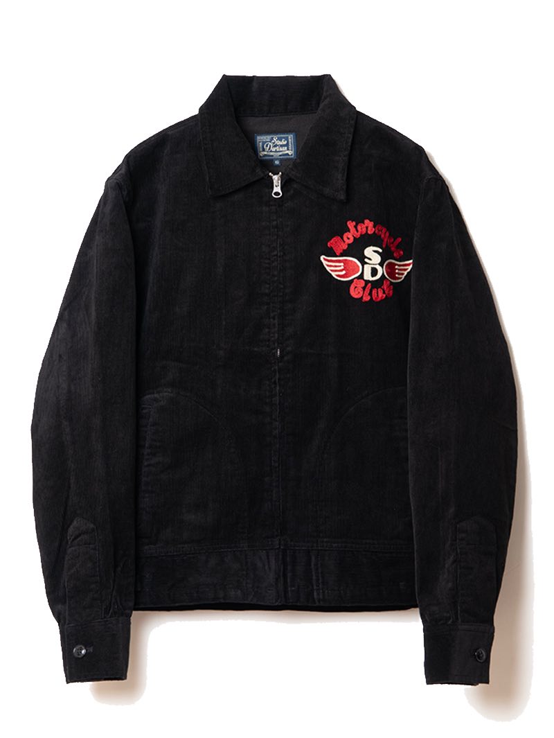 Studio D'Artisan Black Corduroy Motorcycle Jacket