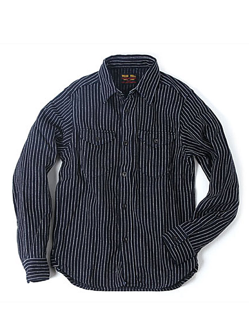 UES 501656 Indigo Stripe Heavy Flannel Shirt