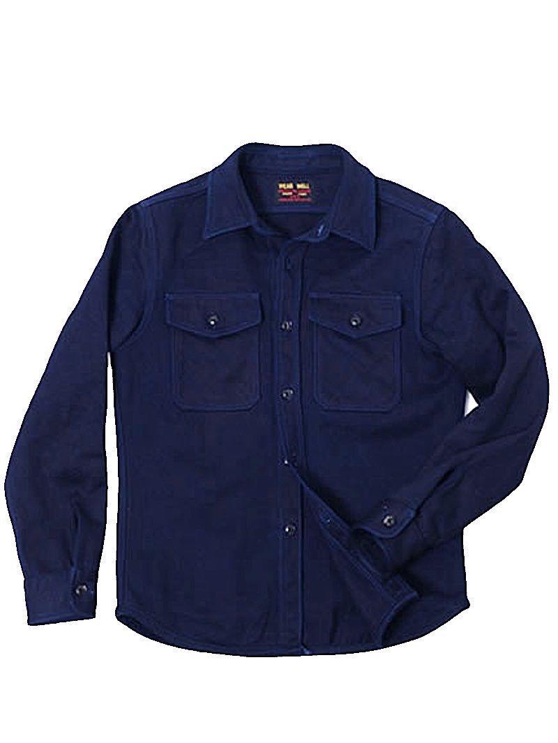 UES 502256 Indigo Tricotine Heavy Flannel Shirt