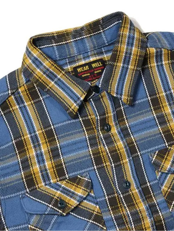 UES 502352 Heavy Flannel Shirt Blue - Mildblend Supply Co