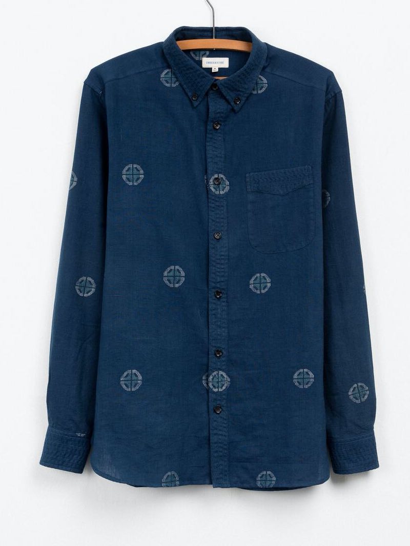 Umber & Ochre Indigo lotus shirt
