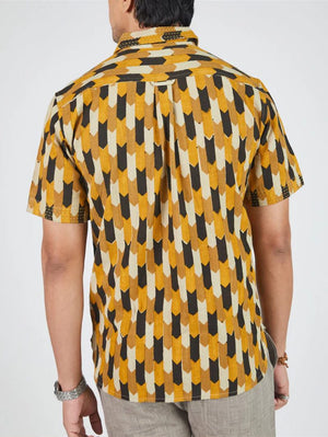 Umber & Ochre Kabir S/S Gold Flag Block Print Shirt