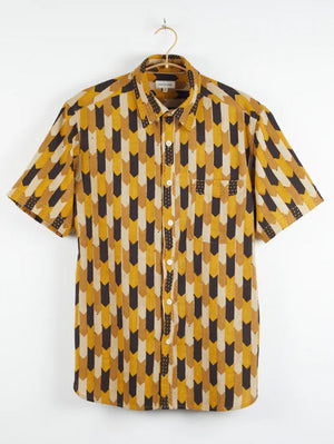 Umber & Ochre Kabir S/S Gold Flag Block Print Shirt