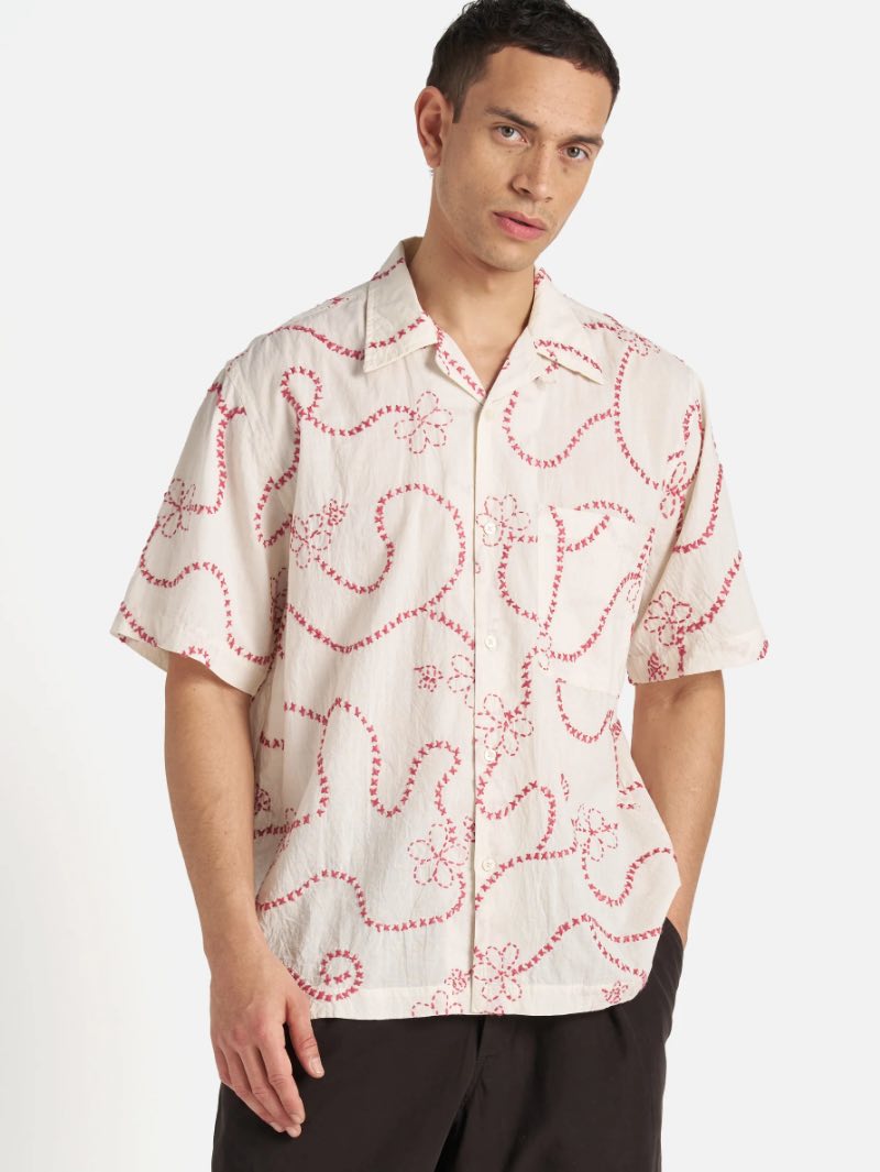 Universal Works Camp Shirt Ecru Terracotta