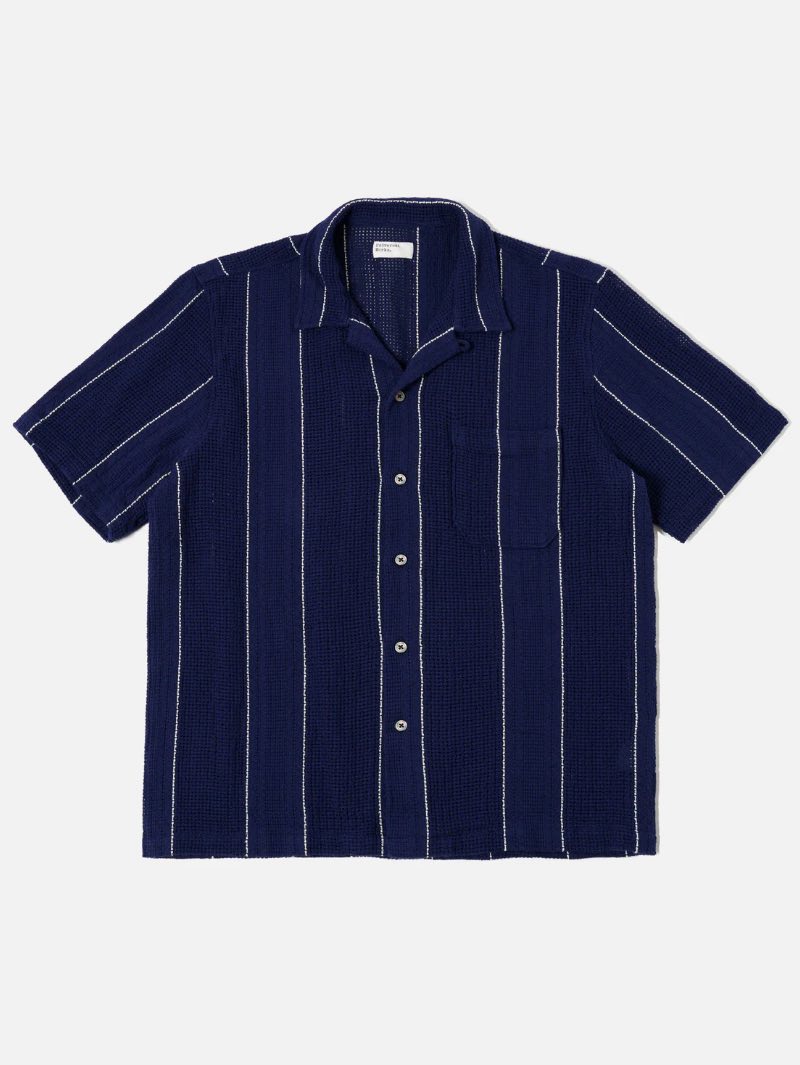 Universal Works Road Shirt Reef Stripe Navy