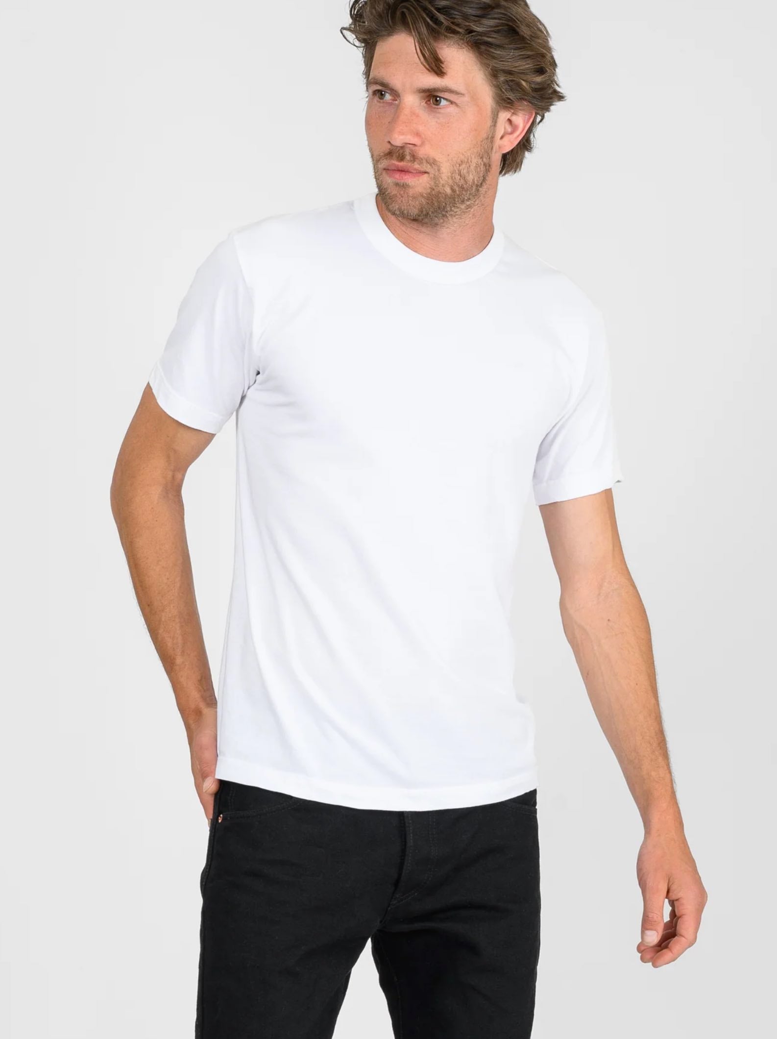 Iron Heart White 5.5oz Loopwheel Crew Neck T-Shirt
