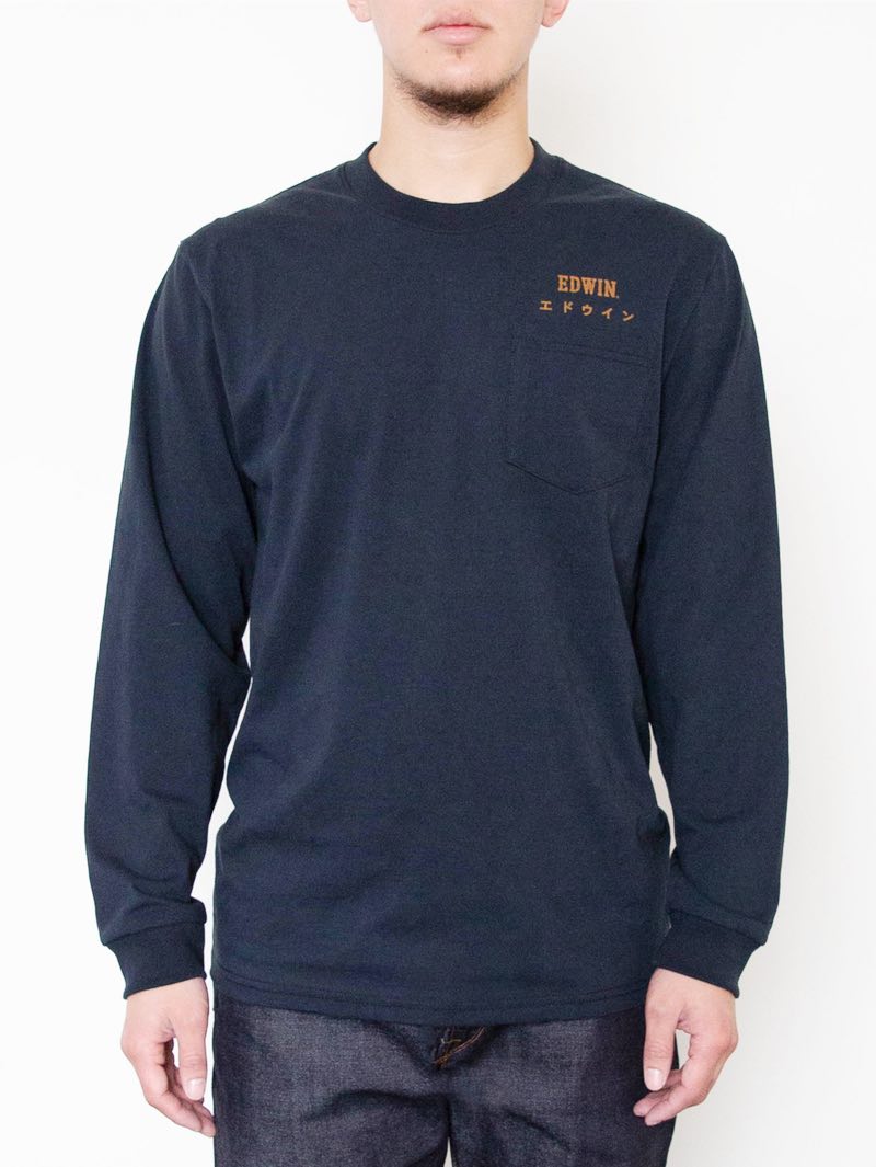 Edwin Jeans Long Sleeve Navy Organic Cotton Shirt