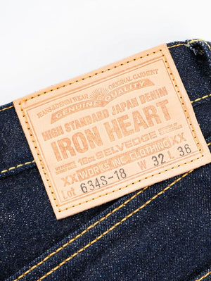 Iron Heart Denim IH-634S-18 18oz Vintage Selvedge Denim Straight Cut Jeans Indigo