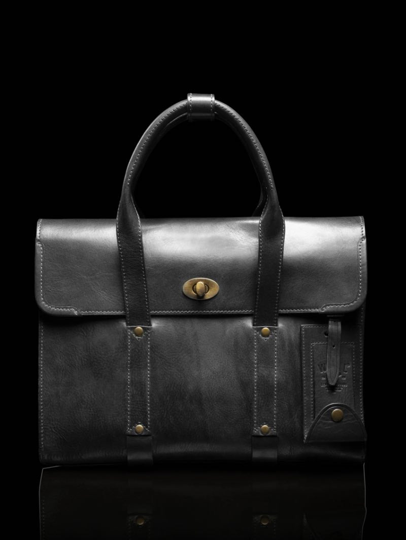 Will Leather Goods Black William Slim Briefcase Bag