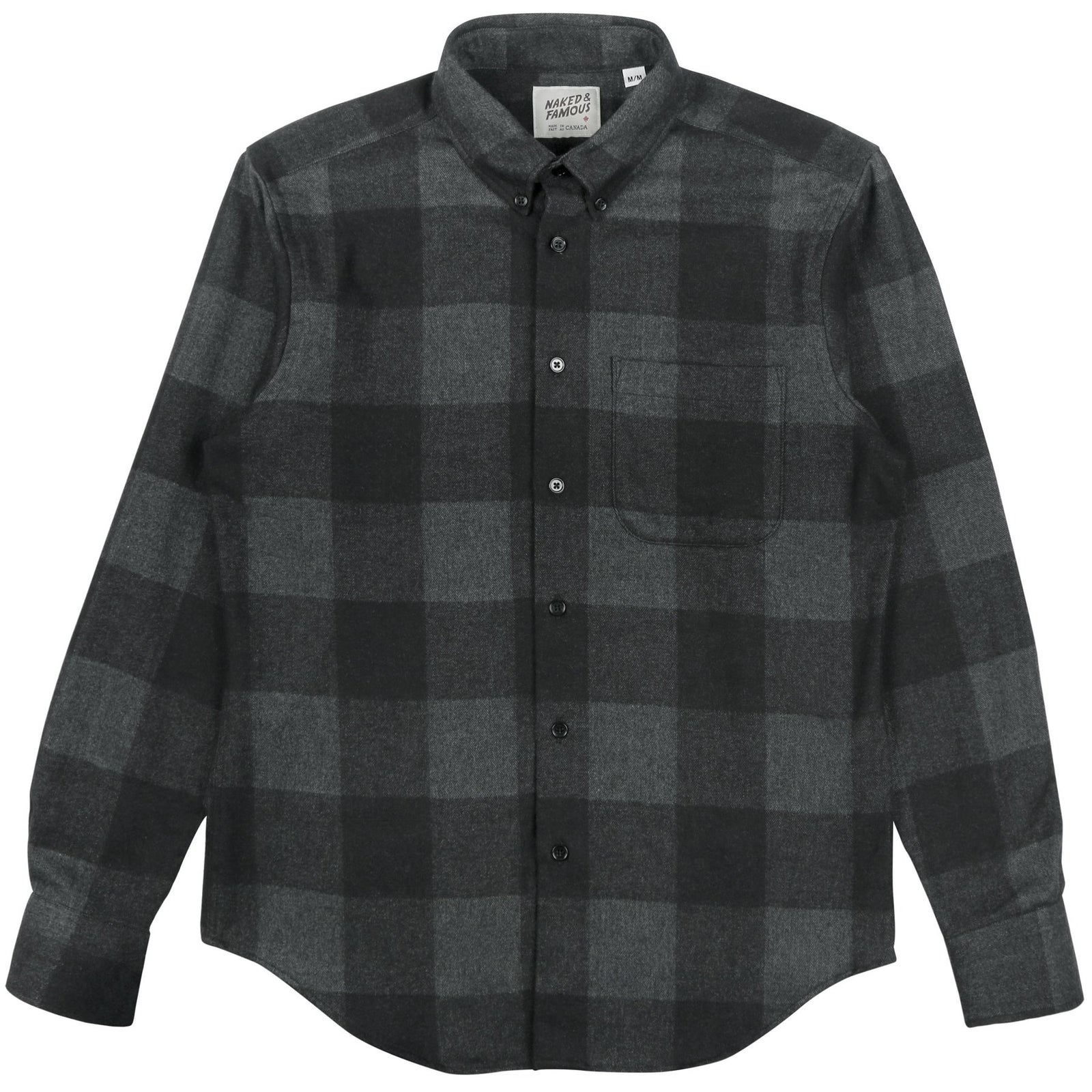 Naked & Famous Regular Shirt Dobby Buffalo Check Charcoal