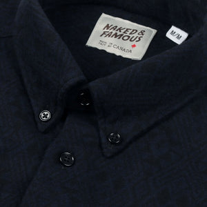 Naked & Famous Regular Shirt Brushed Tribal Midnight