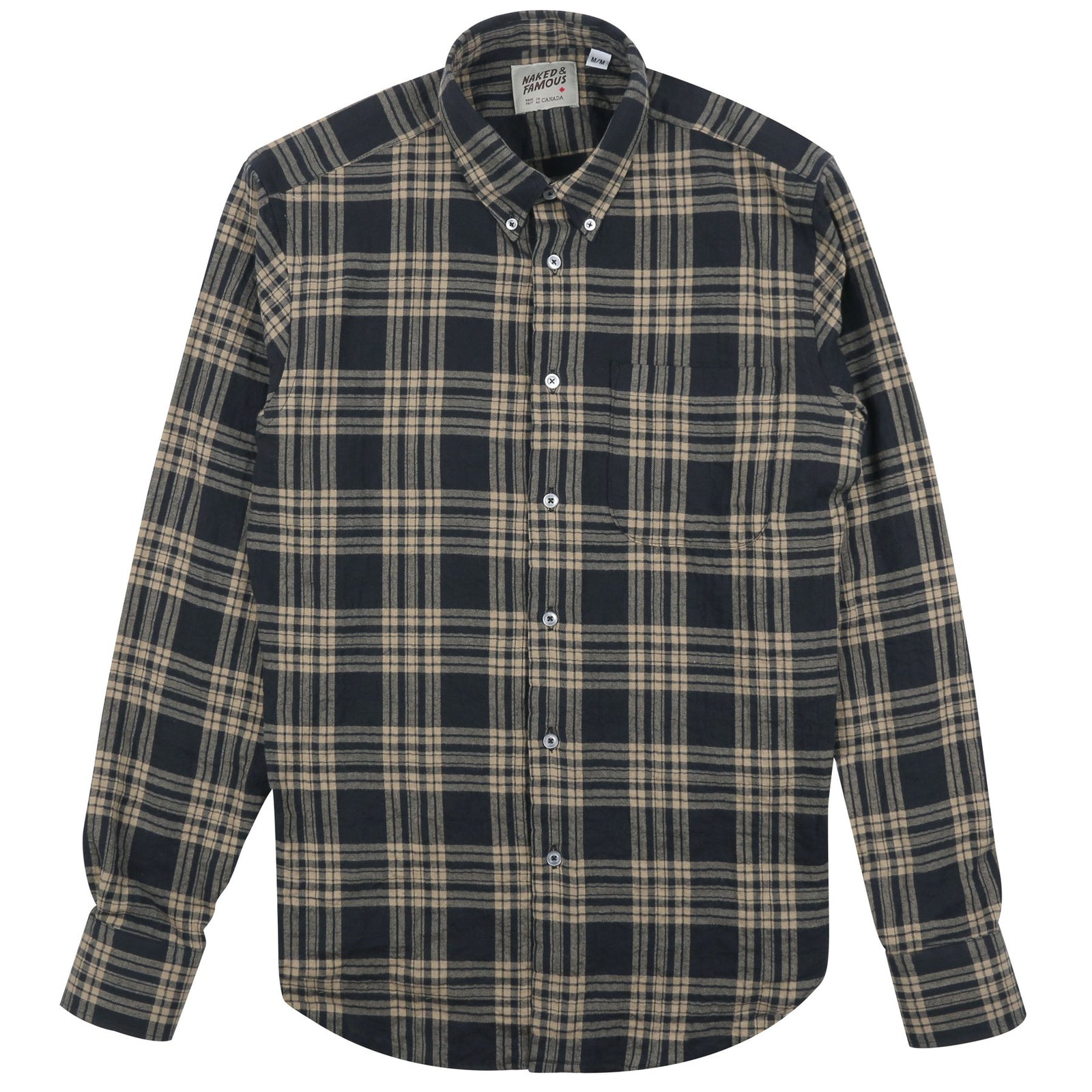 Naked & Famous Regular Shirt Soft Tartan Check Black/Cream