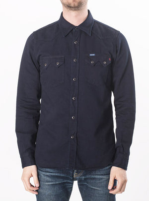 Iron Heart Cotton Linen Indigo Dyed Sawtooth Shirt IHSH-198
