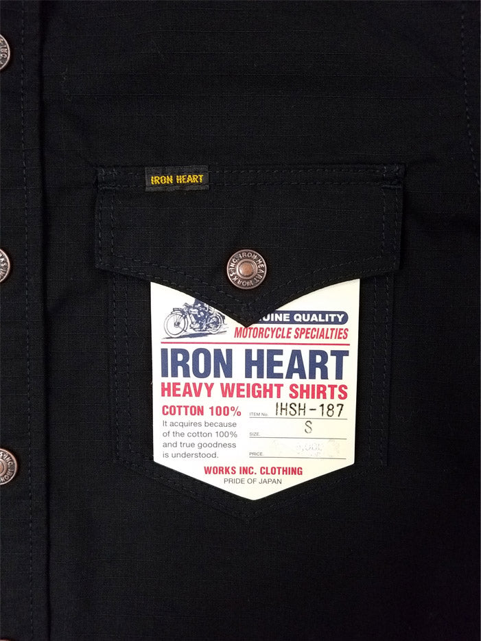 Iron Heart IHSH-187 Black CPO Ripstop Shirts