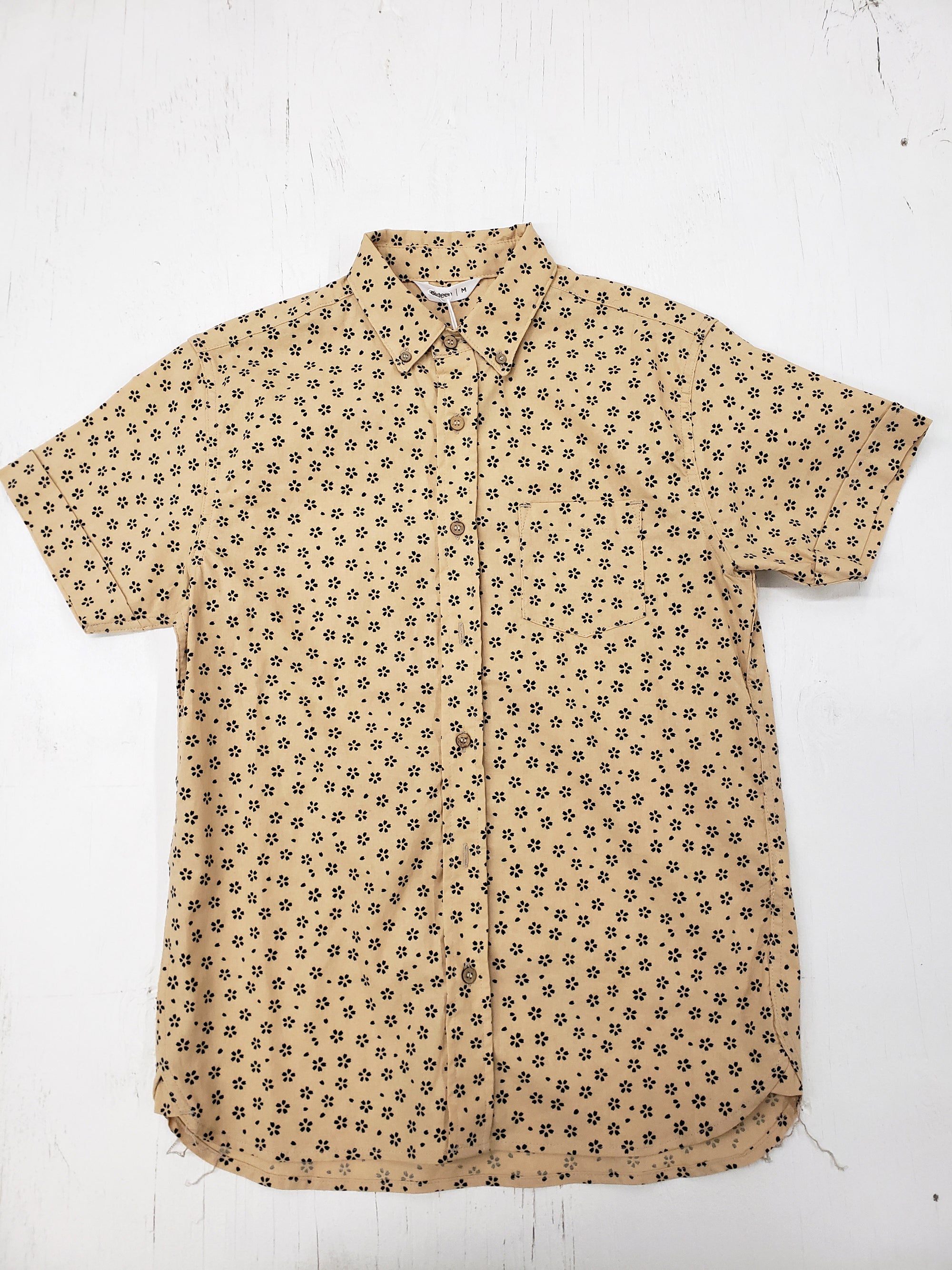 3sixteen Tan Sakura Print Short Sleeve
