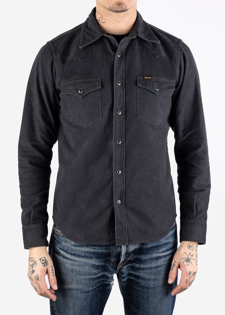 Iron Heart 9oz Raised Whipcord Western Shirt IHSH-330 Black