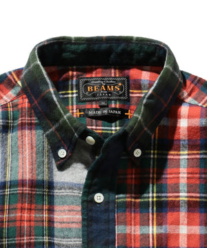 Beams Plus BD Flannel Check Panel Shirt Red