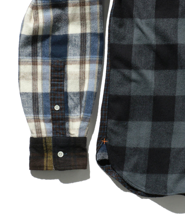 Beams Plus BD Flannel Check Panel Shirt Navy