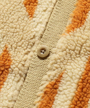 Beams Plus Cardigan Boa Native Rag Pattern Beige