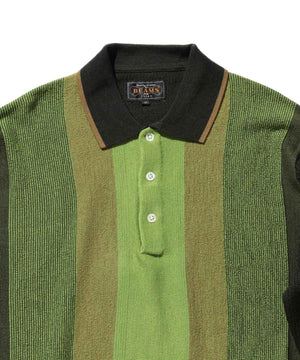 Beams Plus Knit Polo Stripe Green