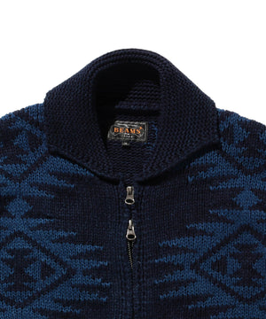 Beams Plus Indigo Cowichan Zip Cardigan Indigo
