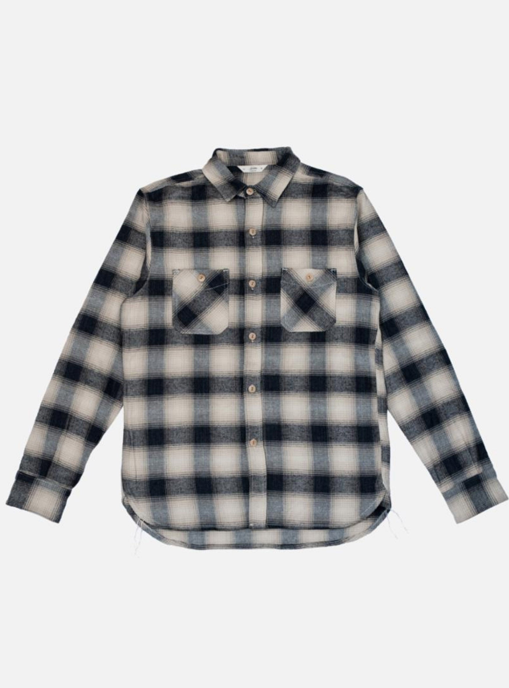 3sixteen Utility Shirt in Black Cream Ombre